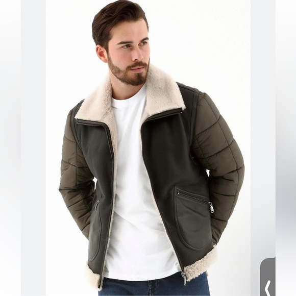 Emiliano Zapata Shearling & Leather Puffer Jacket Size 56 - Picture 6 of 15